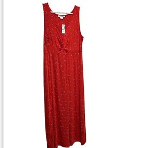 Red VNeck Sleeveless Maxi Dress size 1X NEW